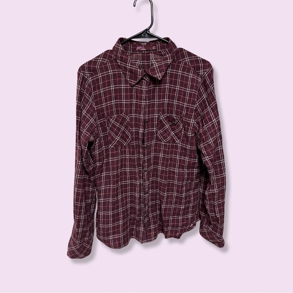 Burgundy/Wine Prana Button Down Flannel - Picture 3 of 8